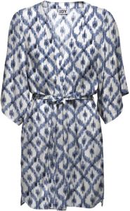 JDY kimono STAR met all over print en ceintuur blauw wit