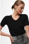 Jacqueline de Yong Zwarte V-hals T-shirt voor vrouwen Black Dames - Thumbnail 1