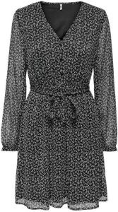 JDY semi-transparante A-lijn jurk BERRY van gerecycled polyester zwart wit