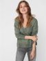 Jacqueline de Yong Lange Mouw V-hals Trui Vrouwen Green Dames - Thumbnail 1