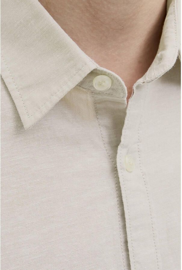 JJ REBEL comfort casual overhemd met linnen beige - Foto 2