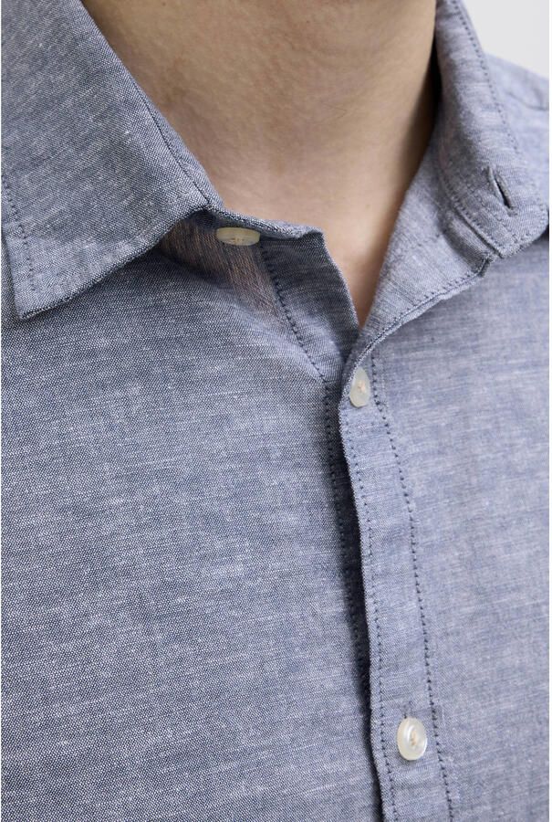 JJ REBEL comfort casual overhemd met linnen blauw - Foto 3