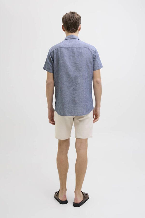JJ REBEL comfort casual overhemd met linnen blauw - Foto 5
