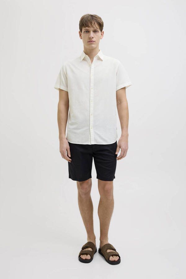 JJ REBEL comfort casual overhemd met linnen wit - Foto 4