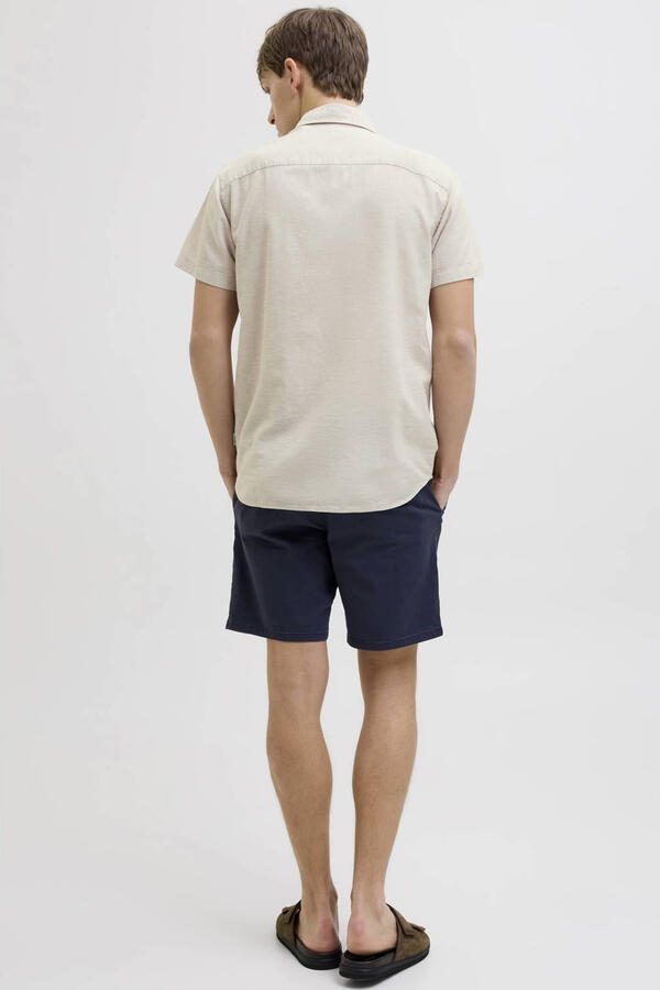 JJ REBEL comfort casual overhemd met linnen beige - Foto 4