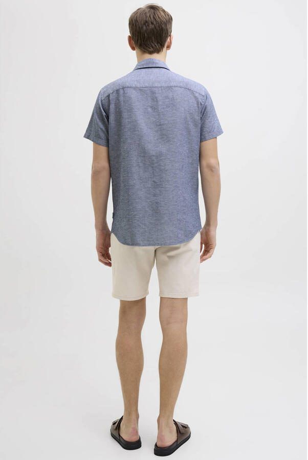 JJ REBEL comfort casual overhemd met linnen blauw - Foto 4