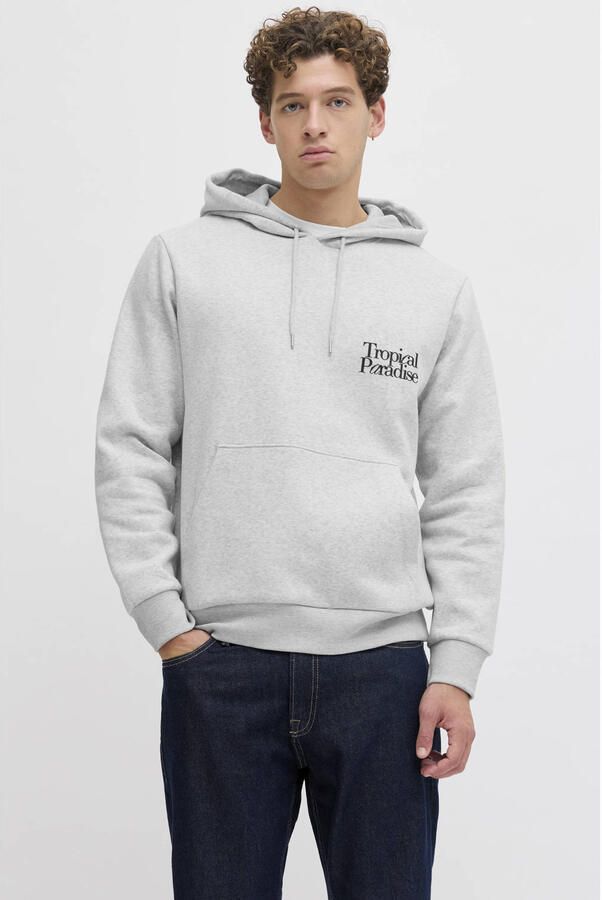 JJ REBEL hoodie met backprint grijs