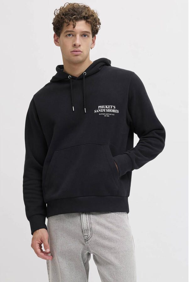 JJ REBEL hoodie met backprint zwart