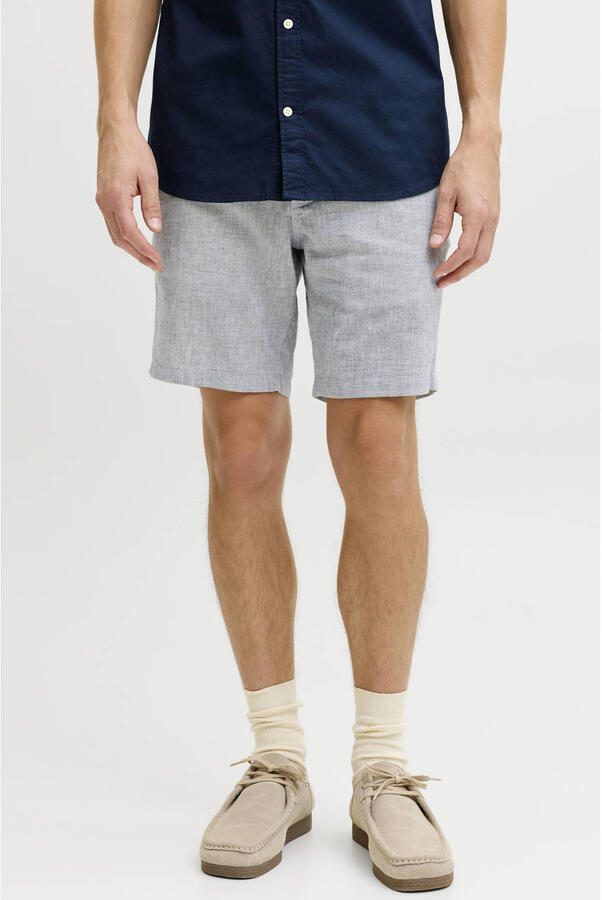 JJ REBEL JREBSUNNY regular chino short met linnen grijsblauw