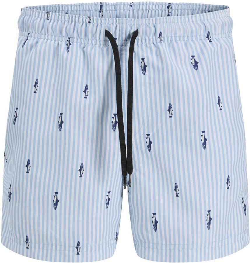 JJ REBEL JUNIOR gestreepte zwemshort lichtblauw