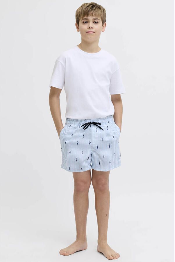 JJ REBEL JUNIOR gestreepte zwemshort lichtblauw - Foto 3