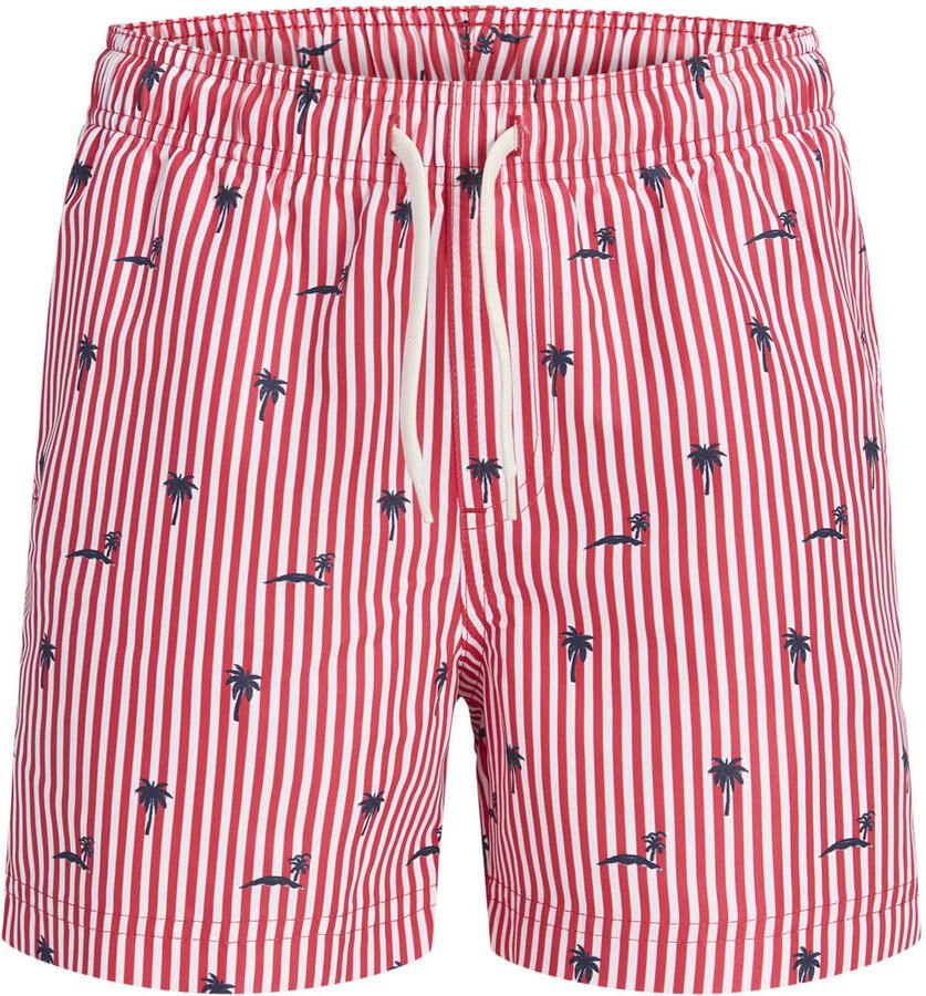 JJ REBEL JUNIOR gestreepte zwemshort rood