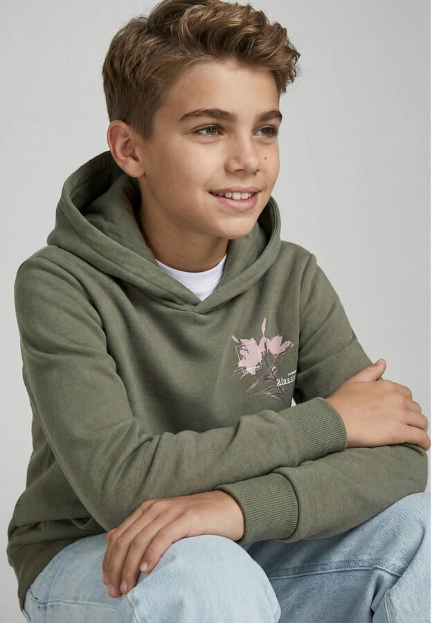 JJ REBEL JUNIOR hoodie met backprint groen
