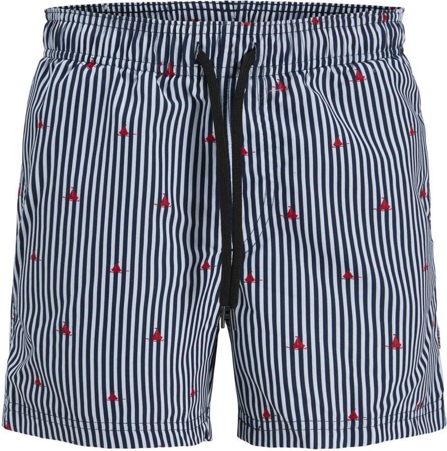 JJ REBEL JUNIOR polyester gestreepte zwemshort donkerblauw