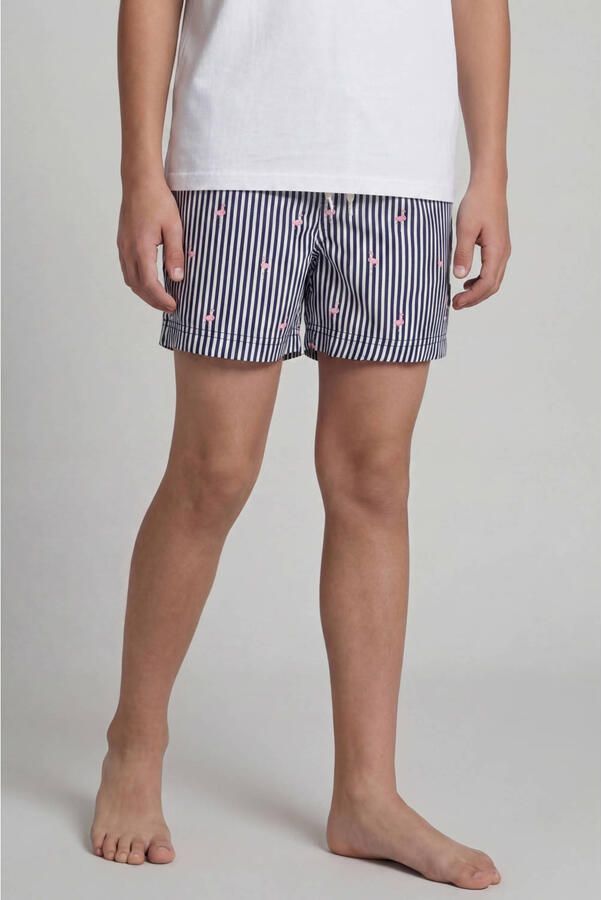 JJ REBEL JUNIOR polyester gestreepte zwemshort donkerblauw - Foto 3