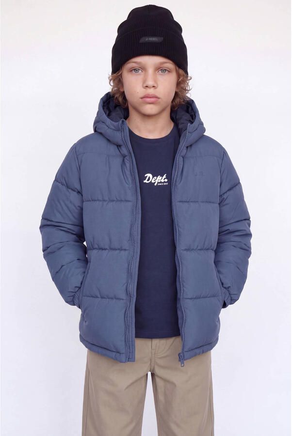 JJ REBEL JUNIOR pufferjas blauw Jongens Polyester Capuchon Effen