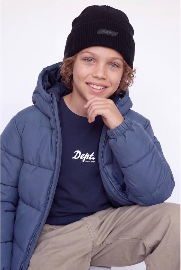 JJ REBEL JUNIOR pufferjas blauw Jongens Polyester Capuchon Effen - Foto 2