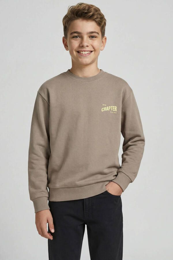 JJ REBEL JUNIOR sweater met backprint bruin