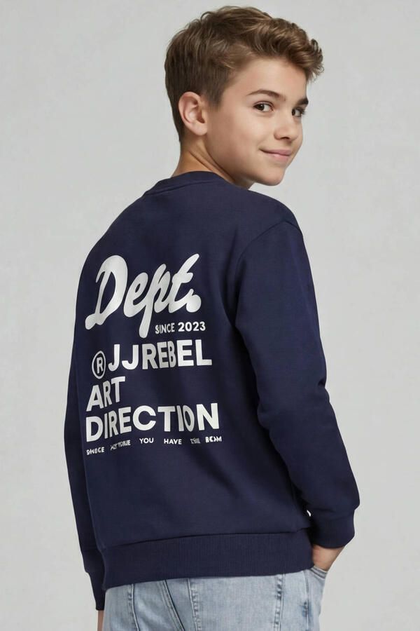 JJ REBEL JUNIOR sweater met backprint donkerblauw - Foto 3