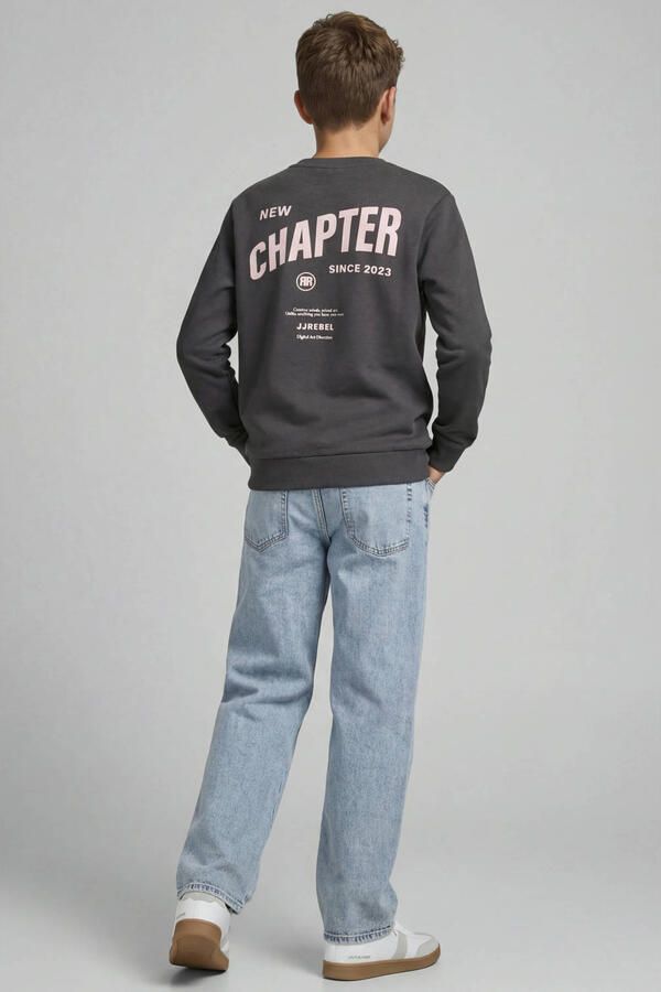 JJ REBEL JUNIOR sweater met backprint grijs