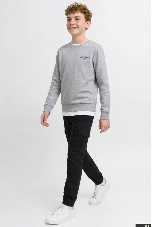 JJ REBEL JUNIOR sweater met backprint grijs melange - Foto 2