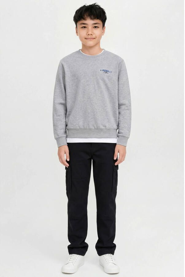 JJ REBEL JUNIOR sweater met backprint grijs melange - Foto 3