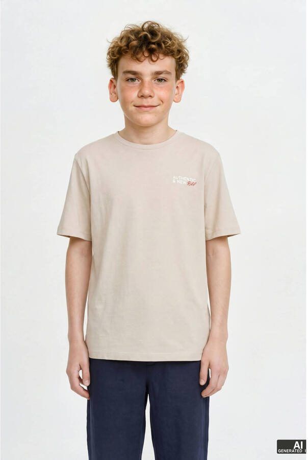 JJ REBEL JUNIOR T-shirt met backprint beige