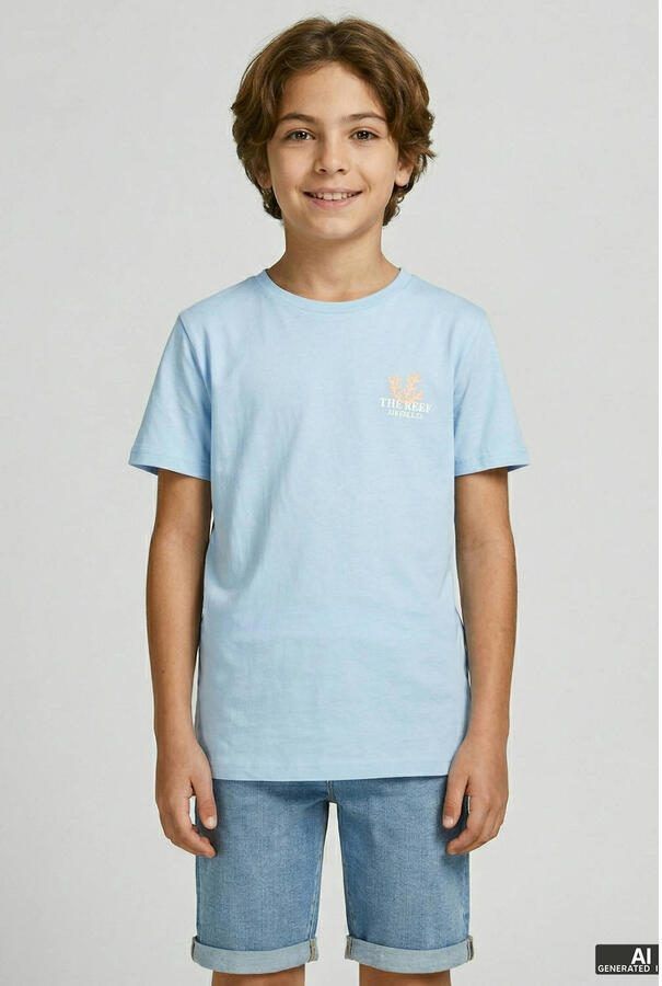 JJ REBEL JUNIOR T-shirt met backprint lichtblauw