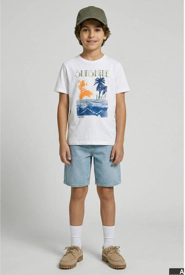 JJ REBEL JUNIOR T-shirt wit Jongens Katoen Ronde hals Printopdruk - Foto 2