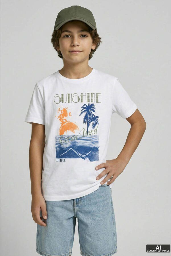 JJ REBEL JUNIOR T-shirt wit Jongens Katoen Ronde hals Printopdruk - Foto 3