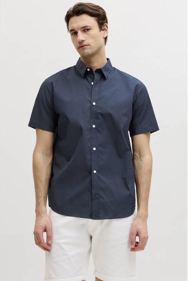 JJ REBEL regular casual overhemd donkerblauw