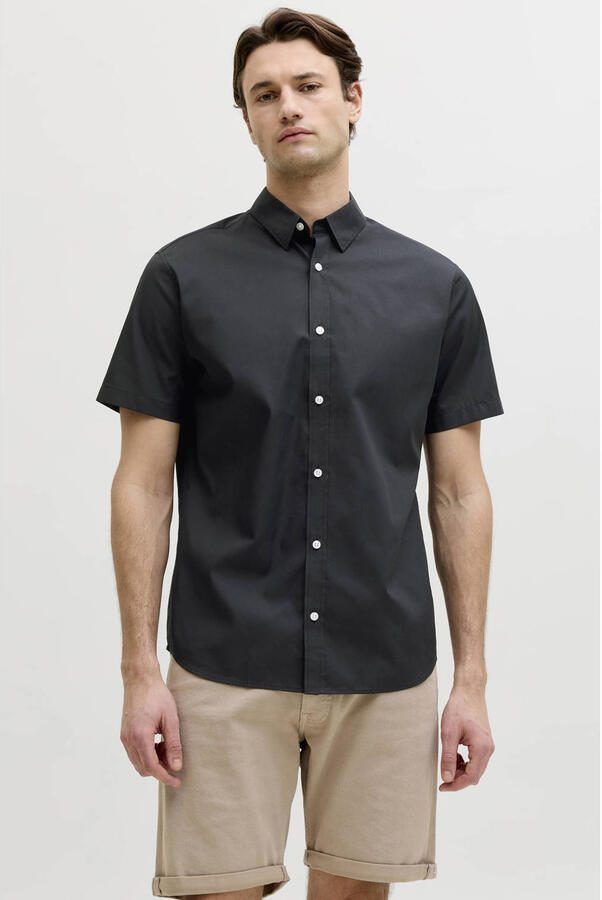 JJ REBEL regular casual overhemd zwart