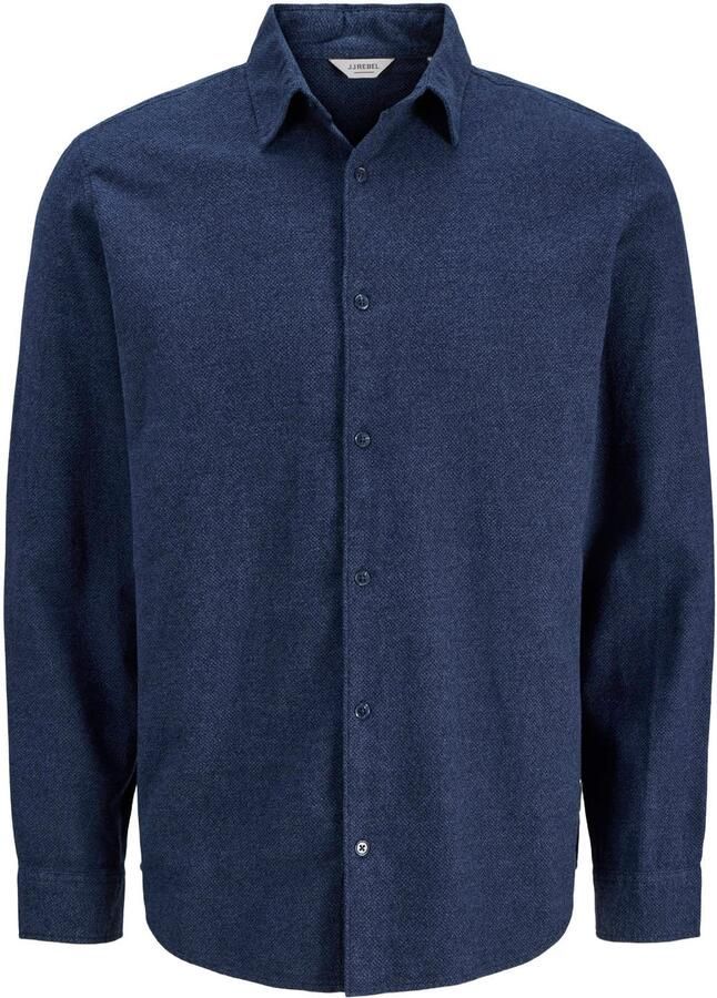 JJ REBEL regular fit gemêleerd overhemd donkerblauw