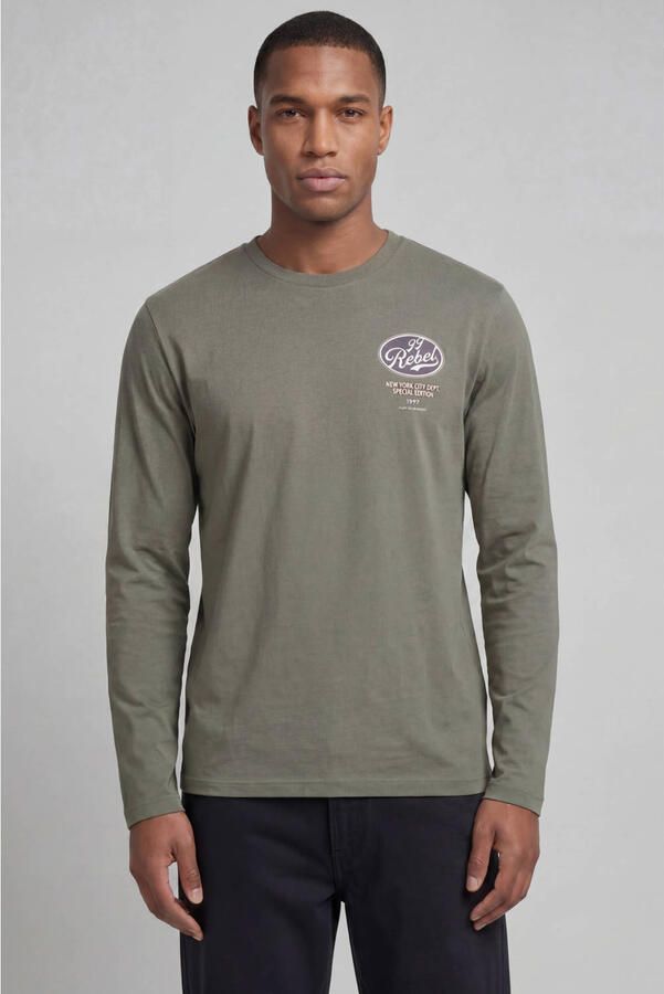 JJ REBEL regular fit longsleeve met logo tea leaf
