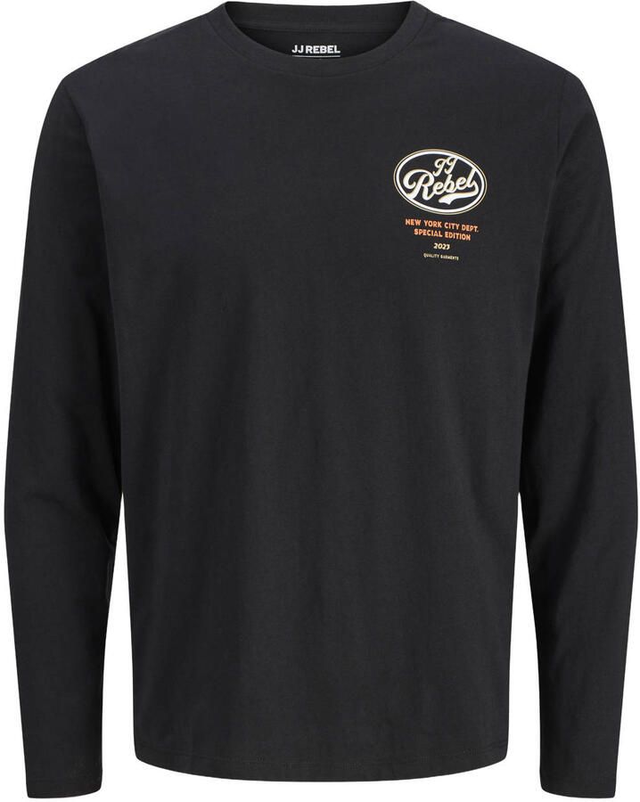 JJ REBEL regular fit longsleeve met logo zwart