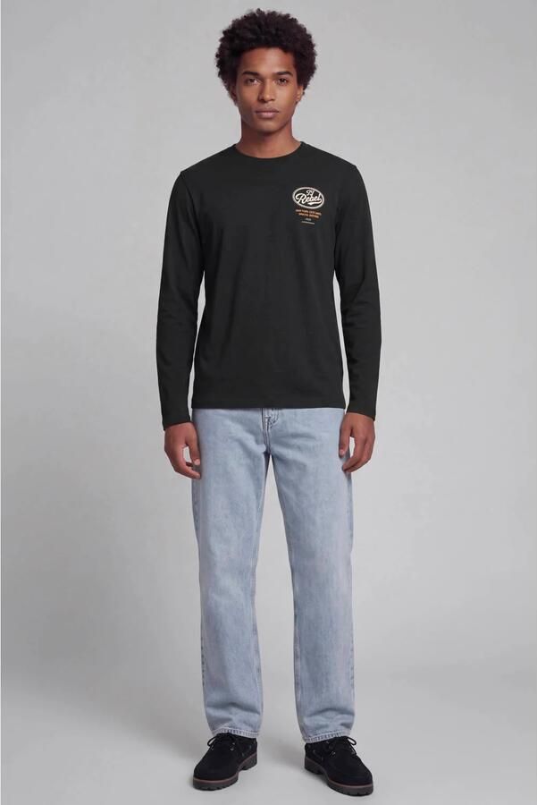 JJ REBEL regular fit longsleeve met logo zwart - Foto 3