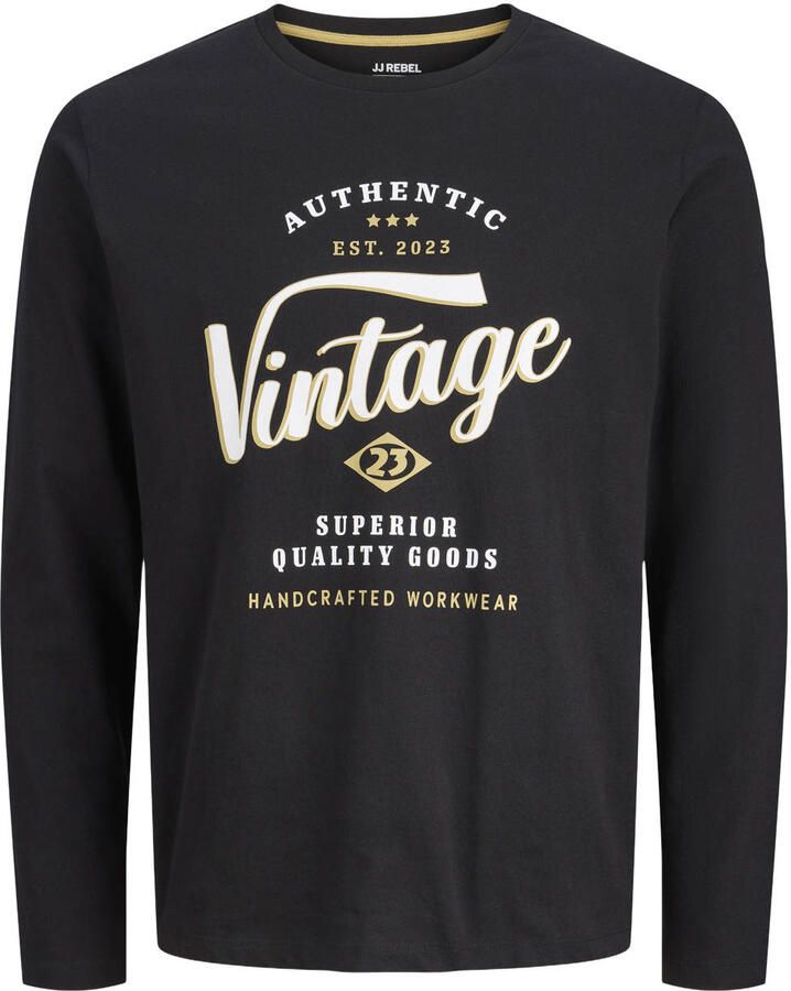JJ REBEL regular fit longsleeve met print zwart