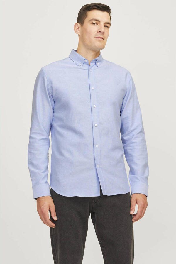 JJ REBEL regular fit overhemd JREBOSCAR blauw - Foto 3