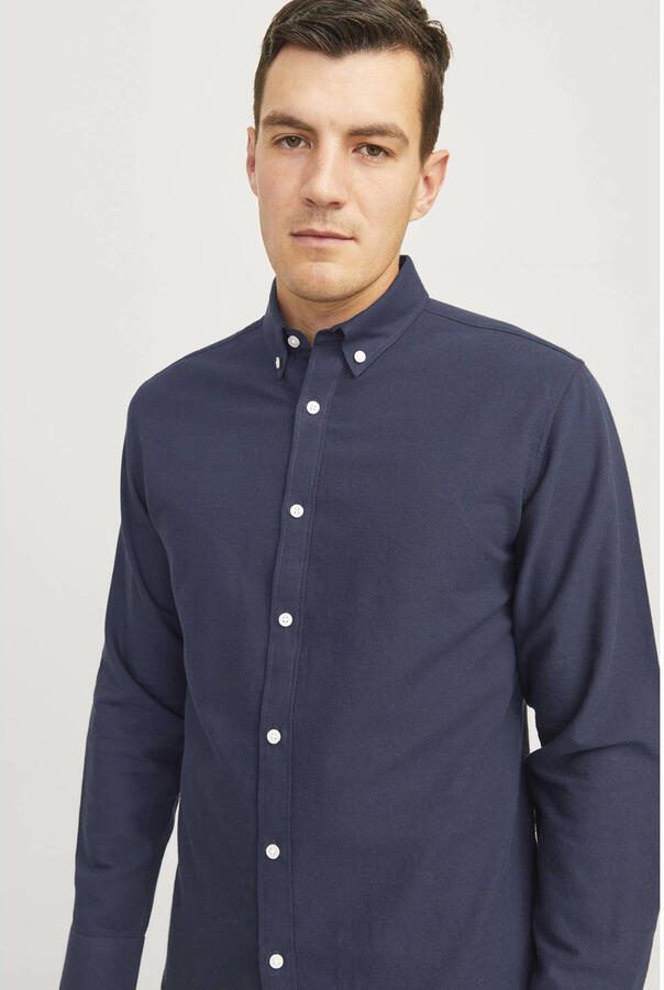 JJ REBEL regular fit overhemd JREBOSCAR donkerblauw
