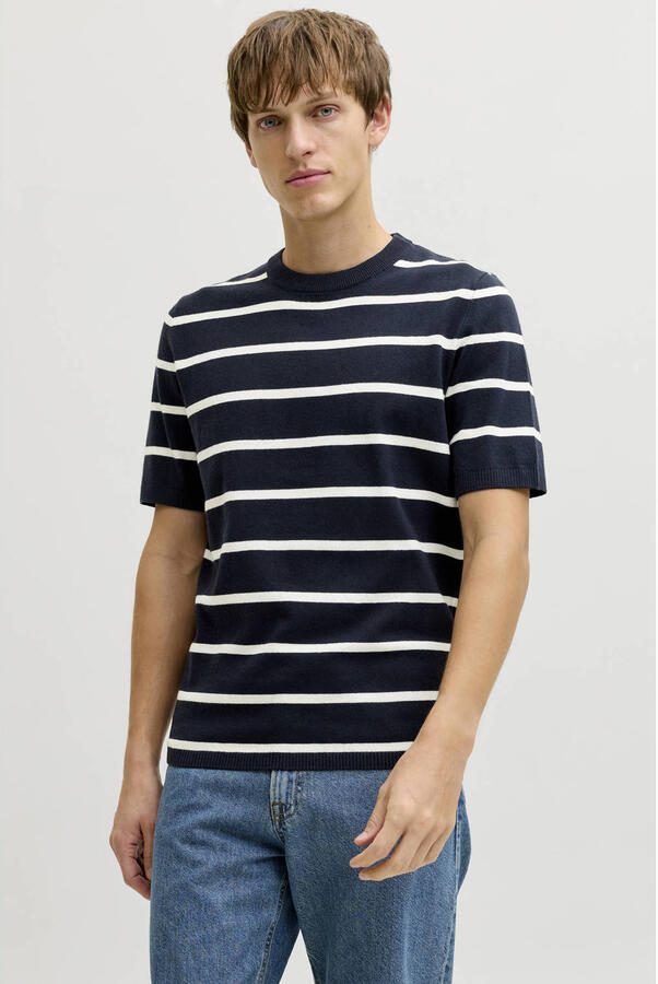 JJ REBEL regular gestreepte T-shirt donkerblauw