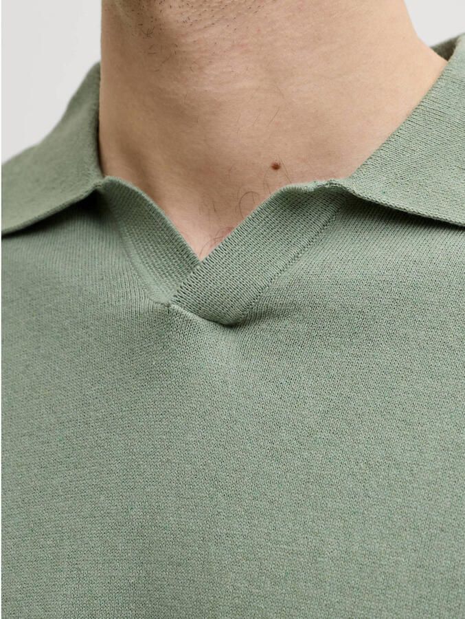 JJ REBEL regular polo fijn gebreid groen - Foto 2