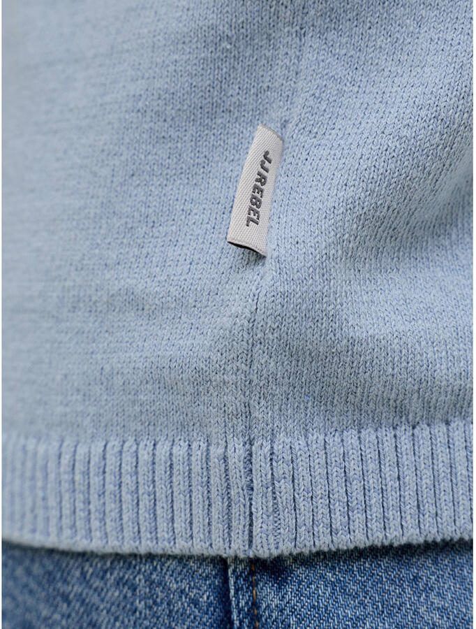 JJ REBEL regular polo gebreid blauw - Foto 3