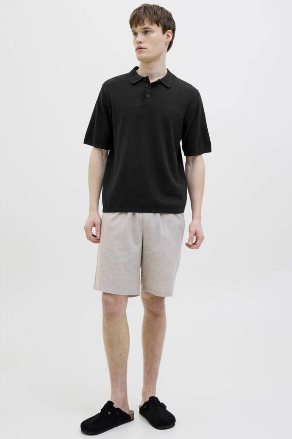JJ REBEL regular polo gebreid zwart - Foto 2