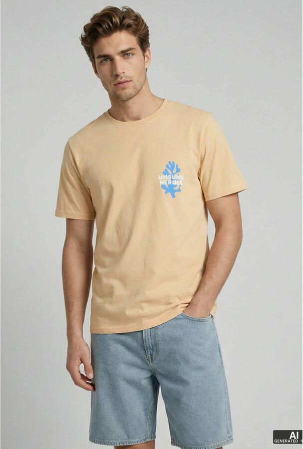 JJ REBEL regular T-shirt met backprint oranje