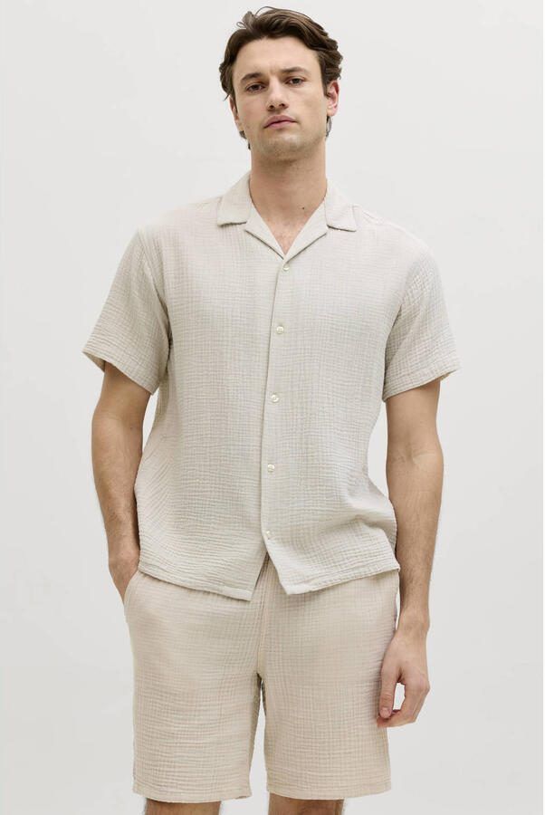 JJ REBEL relaxed casual overhemd beige