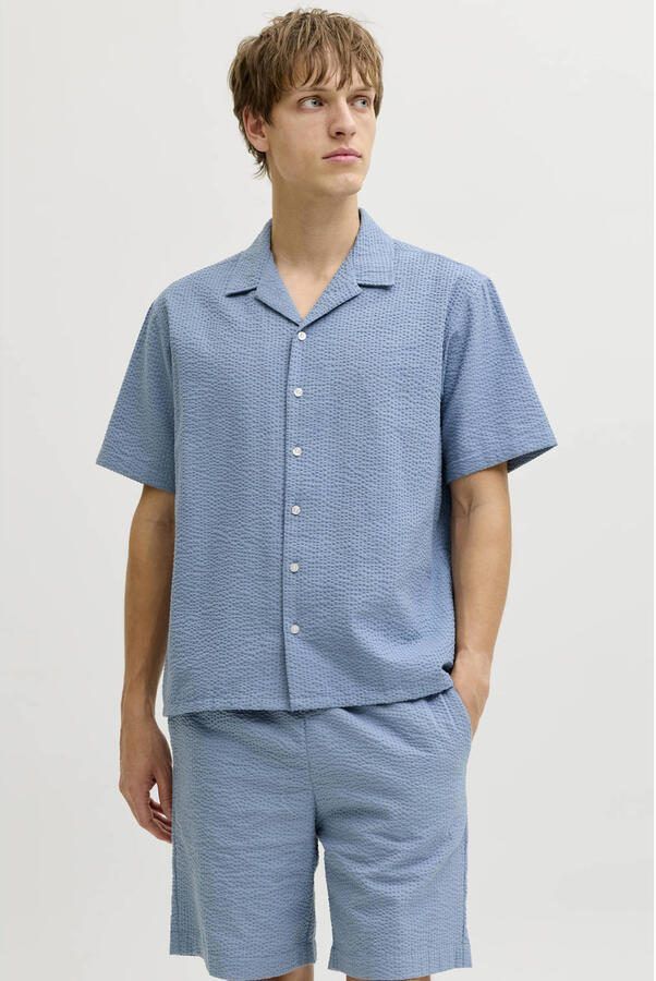 JJ REBEL relaxed casual overhemd blauw