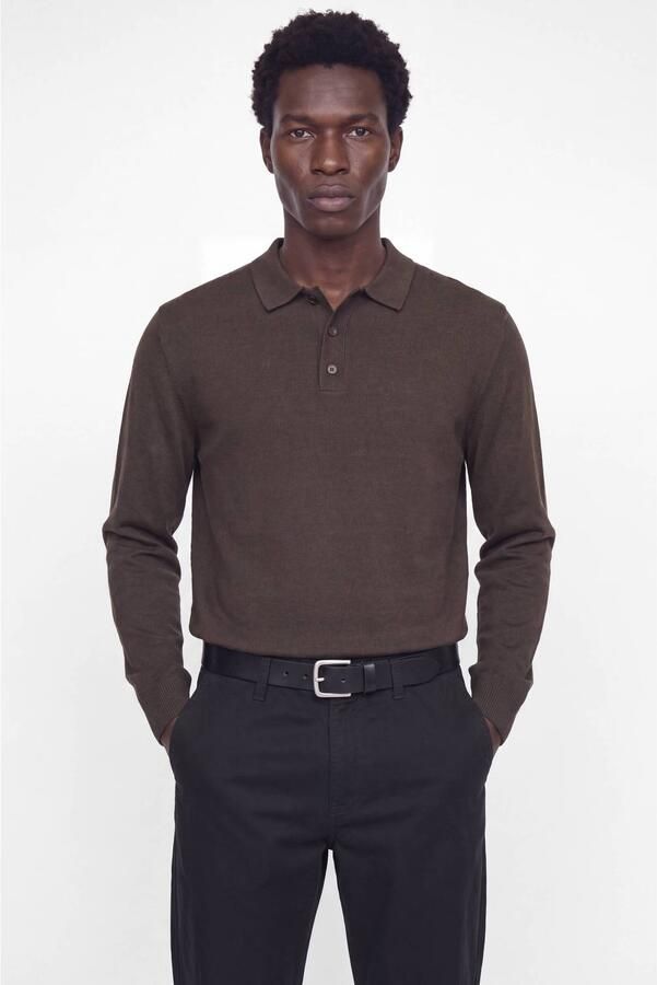 JJ REBEL relaxed fit gebreide trui donkerbruin