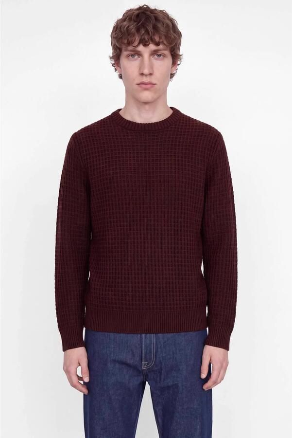 JJ REBEL relaxed fit gebreide trui donkerrood
