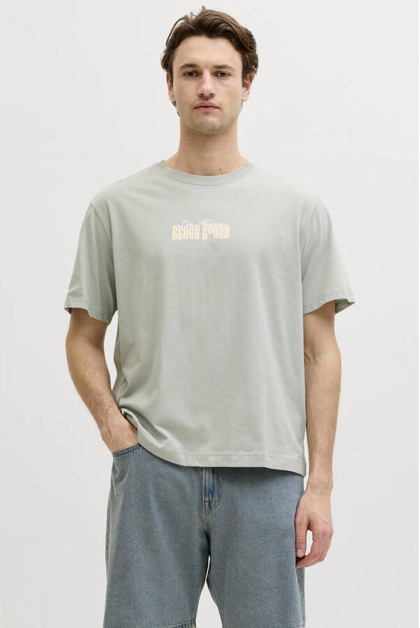JJ REBEL relaxed T-shirt met backprint groen