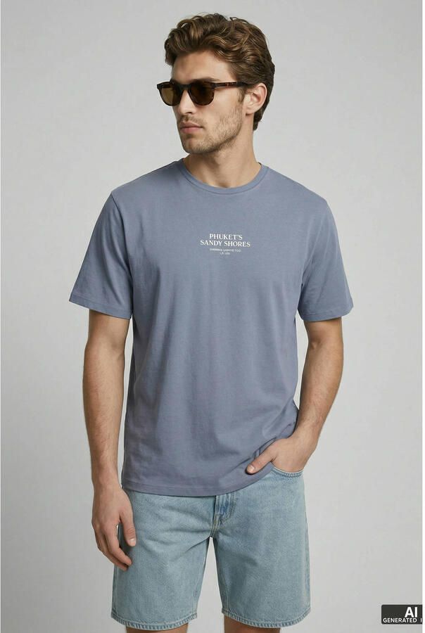 JJ REBEL relaxed T-shirt met backprint lavendel